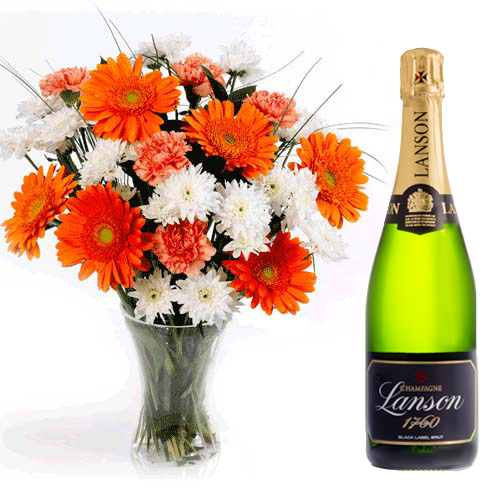 Peaches and Cream Bouquet with Lanson