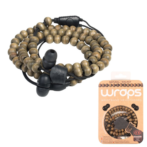 Wraps Headphones in Walnut Wood Beads