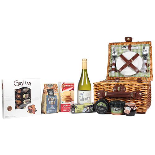 Wicker Basket with Picnic for Two