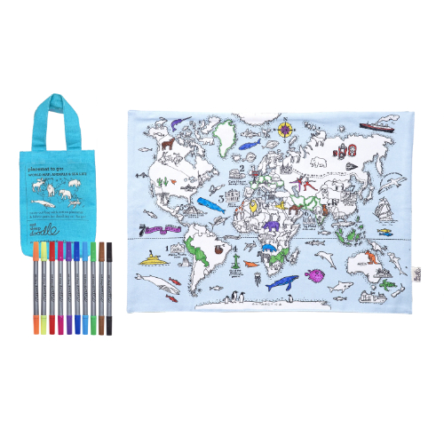 eatsleepdoodle World Map Placemat Gift Set