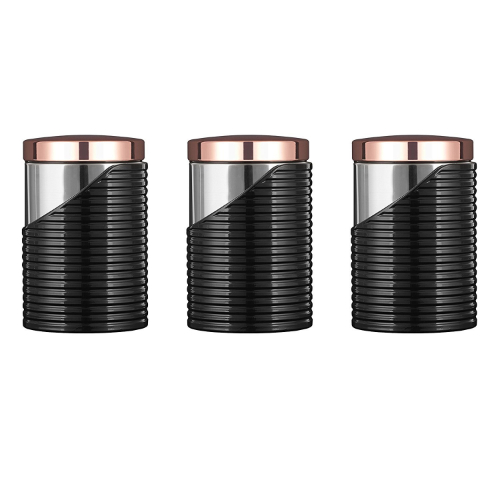 Tower Linear Set of Storage Canisters - Black