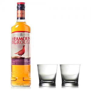 Famous Grouse Whisky with Glass Tumblers