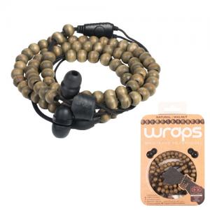 Wraps Headphones in Walnut Wood Beads
