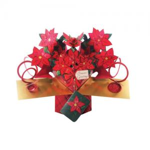 Pop-Up Poinsettas Christmas Greeting Card