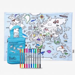 eatsleepdoodle World Map Placemat Gift Set