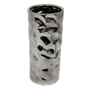 Silver Dimple Cylinder Vase 28cm