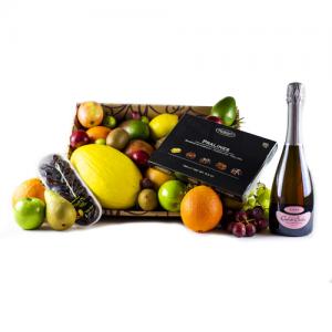 Fruit Hamper with Rose and Chocolates