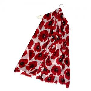 Poppy Print Frayed Scarf